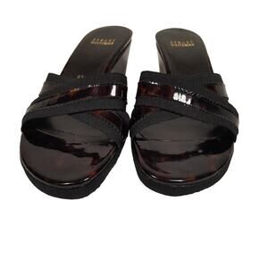 Stuart Weitzman Tortoise Shell Patent Wedge Women 6.5 Minimalist Classiccore EUC